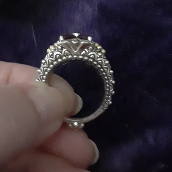 Rhodolite garnet sterling w/18k accent - Picture 3 of 4